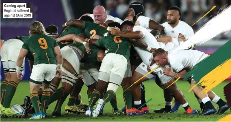  ??  ?? Coming apart England suffered against SA in 2019