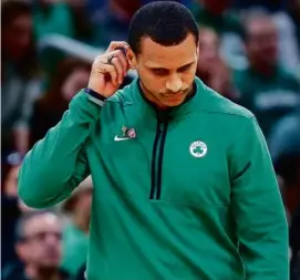  ?? JIM DAVIS/GLOBE STAFF ?? Both Celtics coach Joe Mazzulla and his players are deserving of blame for being one game away from playoff eliminatio­n.