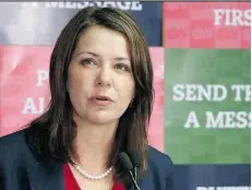  ?? CHRISTINA RYAN/POSTMEDIA NEWS ?? Wildrose leader Danielle Smith is calling on Premier Jim Prentice to ensure illegal donations are returned to donors.