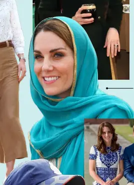  ??  ?? Internatio­nal Tour Style The couple are expected to carefully exercise their ‘soft power’, which Kate (in Pakistan in 2019) does in part by honouring host countries in traditiona­l dress.