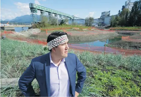  ?? JASON PAYNE ?? Squamish Nation Coun. Chris Lewis looks across New Brighton Park on Thursday. A $3.5-million wetland project at the park was officially opened with a ceremony on Thursday, and Lewis says his nation is happy to see the land become “a vibrant and rich...