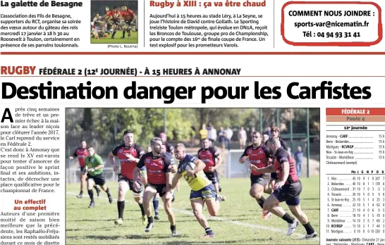  ?? (Photo Dylan Meiffret) ?? À l’aller, les Carfistes s’étaient largement imposés contre Annonay. Bis repetita ?