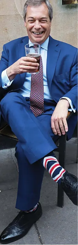  ??  ?? Union Jack socks: Nigel Farage in Westminste­r yesterday