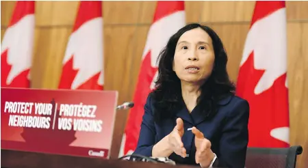  ?? JUSTIN TANG, THE CANADIAN PRESS ?? Chief public health officer of Canada Dr. Theresa Tam speaks during a news conference on the COVID-19 pandemic in Ottawa, on Friday.