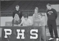  ?? Submitted photo ?? PHS: Perryville High School recently held a signing ceremony for Garrison Branscum, who is joining the National Park College men’s basketball team.