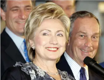  ?? AP FILE ?? DYNAMIC DUO: Then-New York Sen. Hillary Clinton and then-New York Mayor Michael Bloomberg smile during a press conference in Singapore in 2005. Bloomberg, who’s now running for president, reportedly is considerin­g having Clinton run as his running mate.