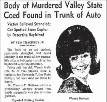  ??  ?? A LOS ANGELES Times article from Oct. 1, 1968, on Halison’s death. DNA from the crime scene led investigat­ors to her killer.