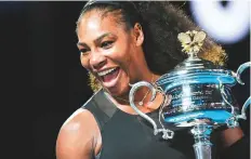  ?? AFP ?? Serena Williams after winning the Australian Open in 2017. The seven times champion will be back in Australia in 2019 having missed her title defence this year after giving birth.