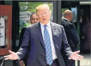  ?? CP PHOTO ?? U.S. President Donald Trump leaves the G7 Leaders Summit in La Malbaie, Que., on Saturday.