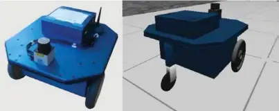  ??  ?? Erratic Robot : Real robot and the simulated model