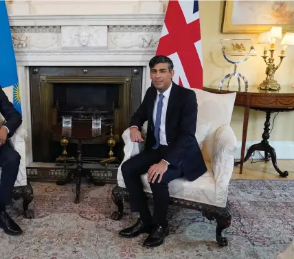  ?? ?? Prime Minister Rishi Sunak (right) and the President of Rwanda, Paul Kagame, met at 10 Downing Street last week