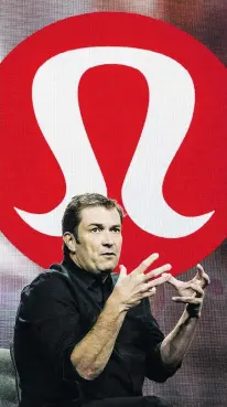  ?? CHRISTOPHE­R KATSAROV / THE CANADIAN PRESS FILES ?? Laurent Potdevin, CEO of Lululemon, has resigned after failing to meet its standards of conduct. The failings that prompted his leaving were apparently not related to the company’s operations.