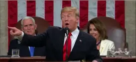  ?? Associated Press ?? President Donald Trump delivering the State of the Union address Tuesday night.