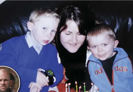  ??  ?? Edel Kelly (26), from Kilrush, Co Clare, with her sons Jack (6) and Lee (3) in a photo taken in February 2008; left, her partner Noel McGreene