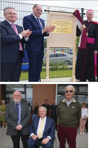  ??  ?? Edmund Rice Senior School principal Brian McMahon, Sean Connick and former teacher Jackie Stacey.