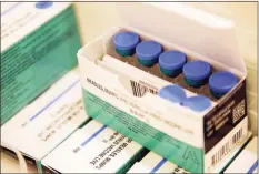  ?? Seth Wenig / Associated Press file photo ?? Vials of measles, mumps and rubella vaccine sit in a cooler at the Rockland County Health Department in Pomona, N.Y.