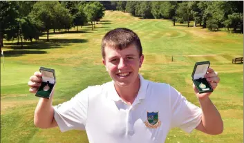  ??  ?? Joseph Byrne from Baltinglas­s who was the winner of the Under-16 medal and third in the Under-18 at the 2018 Irish Boys Amateur Open Championsh­ip at Belvoir Park Golf Club. Picture by Pat Cashman