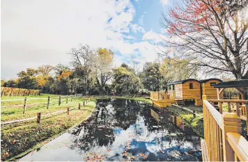  ??  ?? iLiving the dream: the Tardis-like shepherds’ huts of Lympstone Manor offer firepits, hot tubs and a breakfast hamper delivery service