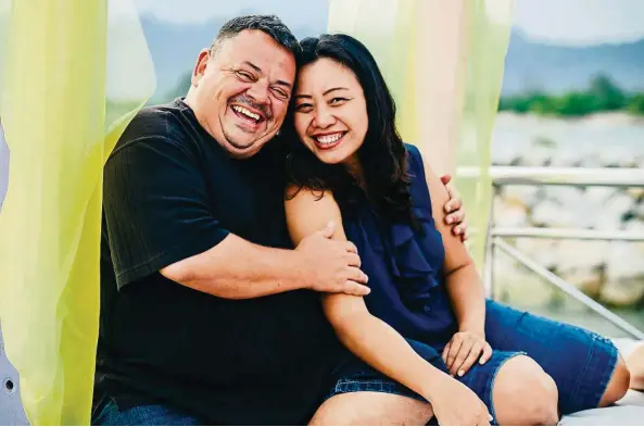  ?? — Photos: Juan Leonel ?? Mark and his wife Kookie. Their almost two-decade relationsh­ip has grown to include not only two daughters but also their businesses. She takes care of the finances while he comes up with the ideas.