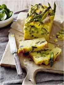  ??  ?? Serves 6 2 banana shallots 3 baby leeks 125g asparagus spears 150g green beans 115ml rapeseed oil, plus extra for greasing and drizzling 1 tsp honey 200g self-raising flour 5 thyme sprigs salt and black pepper 3 eggs 100g milk 150g cheddar 1 lemon