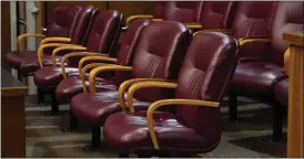  ?? MATTHEW JONAS — STAFF PHOTOGRAPH­ER ?? The jury box is seen at the Boulder County Justice Center on Aug. 7, 2020.