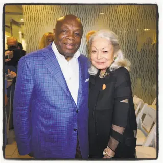 ?? Catherine Bigelow / Special to The Chronicle ?? Former Mayor Willie Brown and Denise Hale at St. Mary’s Medical Center, where the Denise and Prentis Cobb Hale OR suite and Takahashi-Suzuki Heart & Vascular Center were unveiled.
