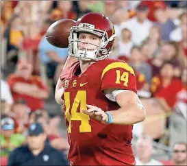  ??  ?? File, Ryan Kang / The Associated Press USC quarterbac­k Sam Darnold is a favorite to win this year’s Heisman Award.