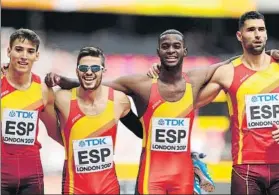  ?? FOTO: GETTY ?? Maravillos­o 4x400. Quintos y récord de España, de lo mejor de la selección en Londres