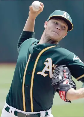  ?? (Photo by Marcio Jose Sanchez, AP) ?? Oakland Athletics starting pitcher Sonny Gray throws to the Chicago White Sox during the second inning of Wednesday's game.