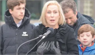  ?? NICHOLAS BUONANNO- MEDIANEWS GROUP FILE ?? U.S. Sen. Kirsten Gillibrand speaks in Brunswick earlier this year.