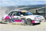  ?? PHOTO: DAVID THOMSON ?? The colour scheme of Tom Bond’s Subaru Legacy mimics that of the late1980s Prodrive Subaru world rally team cars. Codriven by Neill Woolley, and seen here on the Maheno special stage, Bond was third in the classic 4WD class and 37th overall.