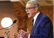  ?? DAVID PETKIEWICZ / CLEVELAND.COM ?? Gov. Mike Dewine says he thinks it’s time to take the state’s redistrict­ing process out of the hands of the politician­s in Columbus.