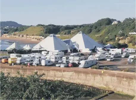  ?? ?? Numerous motorhomes parked, legally, at Scalby Mills car park in 2020; the photo shows how the town is a magnet for owners.