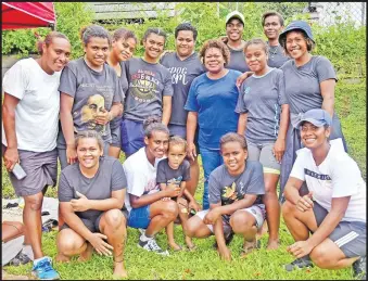  ?? Picture: JONA KONATACI ?? Team Kaukimoce during the Mighty Heights Volleyball tournament at Namadi Heights in Suva yesterday.