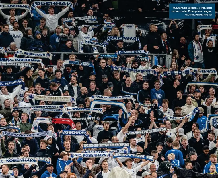  ?? ARKIVFOTO:KENNETH MEYER ?? FCK fans på Sektion 12 tribunen i parken under Champions League.