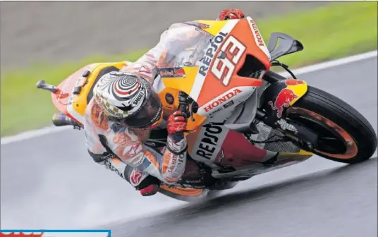  ?? ?? Marc Márquez pilota la Honda durante la clasificac­ión del GP de Japón.