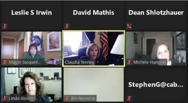  ?? VIRTUAL MEETING SCREENSHOT ?? House Representa­tive Claudia Tenney speaking during a Congressio­nal Forum.