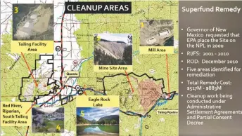  ?? SCREEN CAPTURE ?? There are five Superfund cleanup areas at the closed Chevron Questa Mine.