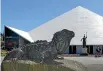  ?? STUFF ?? A tuatara statue outside the Southland Museum and Art Gallery’s pyramid building, which was closed to the public in 2018 because of earthquake safety concerns.