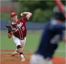  ??  ?? DEAL AN ACE: BC High’s Shea Sprague delivers a pitch during the first inning of the MIAA Div. 1 South firstround game against Plymouth North.