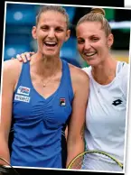  ??  ?? Tennis twins: Kristyna, left, and Karolina Pliskova. Above: The sisters at Birmingham last month