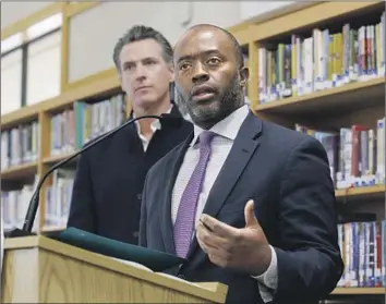  ?? Rich Pedroncell­i Associated Press ?? STATE SUPT. of Public Instructio­n Tony Thurmond, shown above in 2019, said he didn’t mind being kicked out of a meeting by extremists. “What I can’t accept is the mistreatme­nt of vulnerable students,” he tweeted.