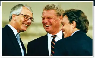  ??  ?? LIFE AS A LEADER: Ashdown with Tory PM John Major, left, and Labour’s Tony Blair in 1996. Right: With wife Jane after he was revealed to have had an affair