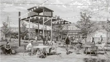  ?? Courtesy MLB Capital Partners ?? A rendering shows the future Heights Farmers Market, the redevelopm­ent of the farmers market on Airline.