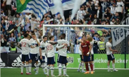  ?? Sorvin/USA Today Sports ?? The Vancouver Whitecaps celebrate a win over Real Salt Lake. MLS has grown across the US and Canada. Photograph: Anne-Marie