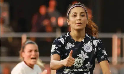  ?? Photograph: EM Dash/USA Today Sports ?? Nadia Nadim, pictured here playing with her NWSL club Racing Louisville FC in August, was commentati­ng on Denmark’s match against Tunisia when she learned of her mother’s death.