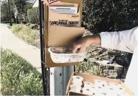  ?? Peter Hartlaub / The Chronicle ?? A Walnut Creek man who has stayed anonymous created a sourdough starter kiosk, distributi­ng a 100yearold starter to more than 650 people.