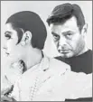  ??  ?? RUDI GERNREICH, with Peggy Moffitt, believed in comfortabl­e, utilitaria­n clothing. It’s on view at the Skirball.