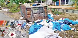  ?? ?? Solid waste combined with biomedical waste from Kerala reportedly dumped in a locality in TN