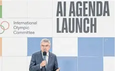  ?? /EFE. ?? El presidente del COI, Thomas Bach, solicita el apoyo de los gobiernos para aprovechar al máximo la IA.